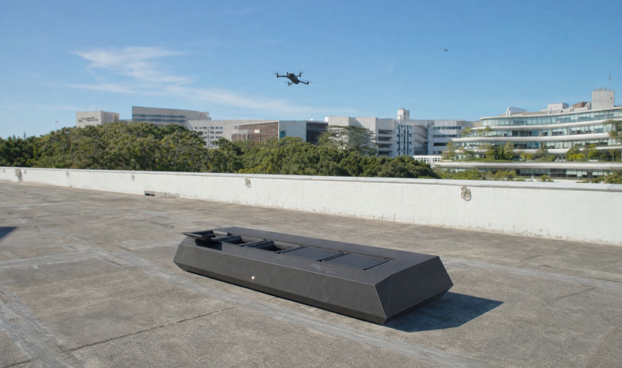 CORTEX ready station with a small uncrewed aircraft overhead